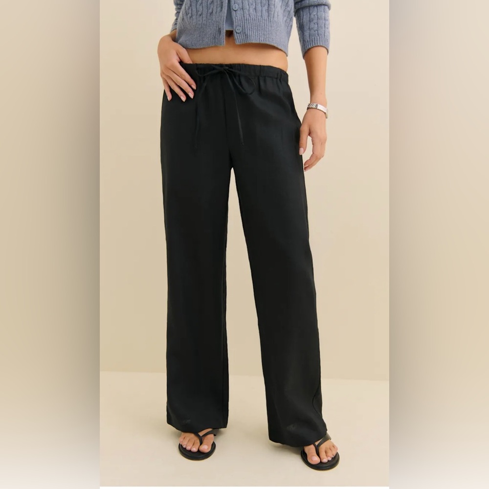Reformation Petites Olina Linen Pant in Black size XSP